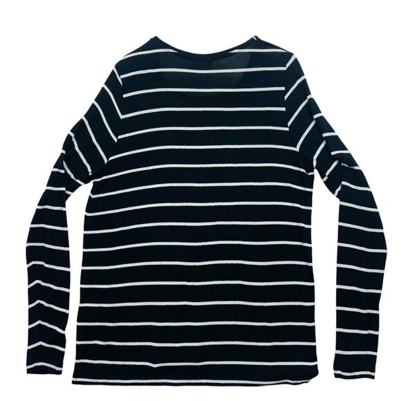 KAFFE black and White Stripe Nautical Knit v-neckline Sweater Sz large - Picture 6 of 13